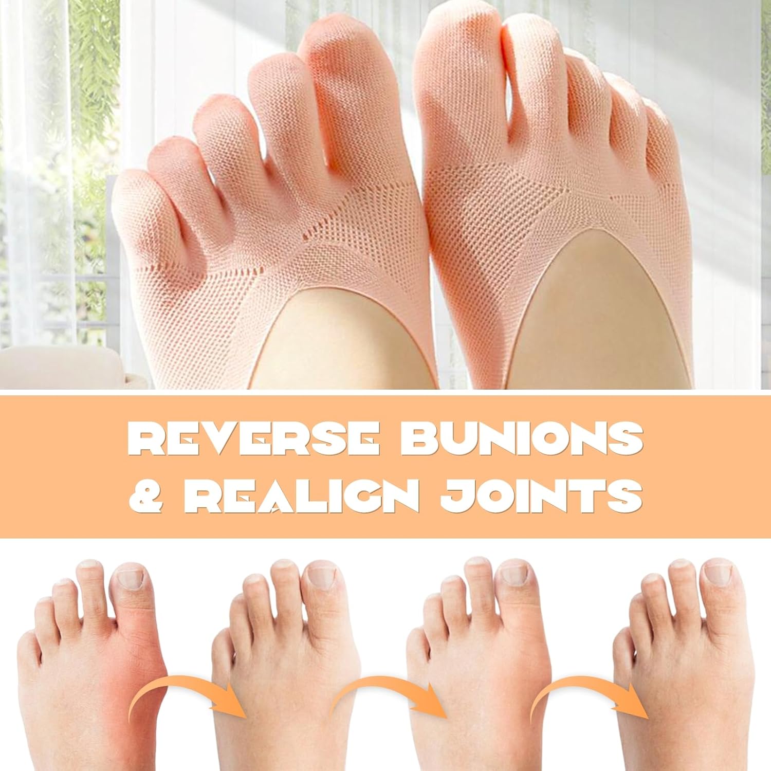 Sock Align Toe Socks for Women, Projoint Anti Bunions Health Sock, Orthopedic Compression No Show Five Finger Socks