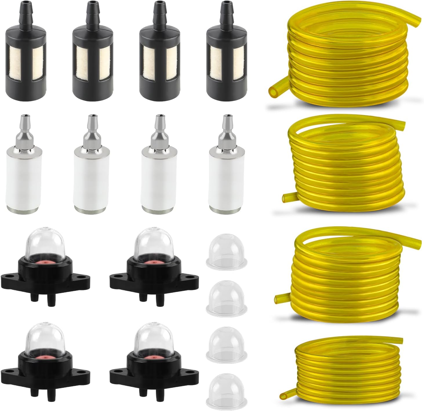 5 Feet Fuel Lines Hose with W-albro 188-512-1 ZAMA 0057003 Primer Bulb and 530095646 Fuel Filter for Chainsaw String Trimmer Leaf Blower Lawnmower Common 2 Cycle Small Engine