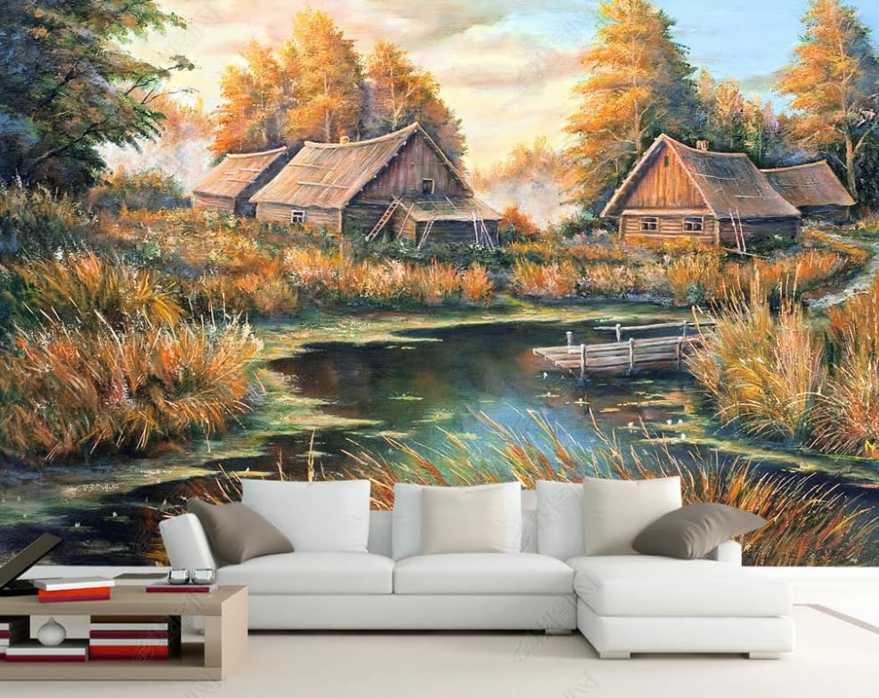 Poster geant mural paysage de campagne pour habiller un grand mur de salon