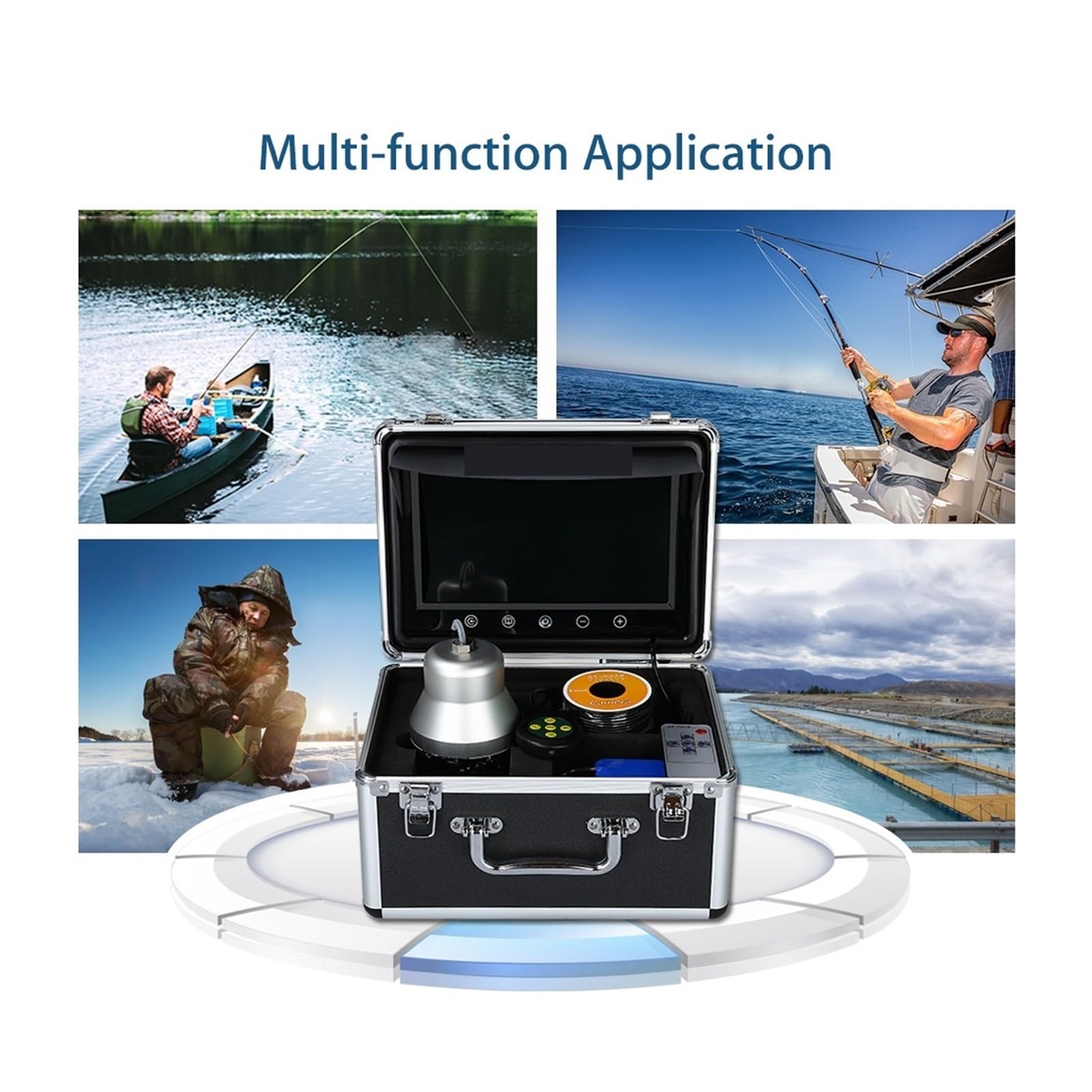 Caméra de pêche sous-Marine 9 Pouces Grand écran Couleur 1000TVL Fish Finder 360 ° Rotation Horizontale caméra étanche 30M câble Taille compacte