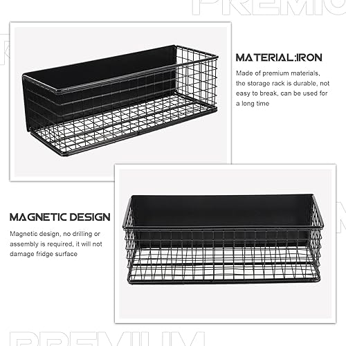 Miniatura 5 de OUNONA Cesta de almacenamiento magnética de malla de alambre, bandeja de escritorio, organizador de oficina para refrigerador, microondas, horno,