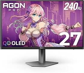 AOC Monitor para jogos de torneios Agon Pro AG276QZD2 de 27 polegadas OLED, 2560 x 1440, 240 Hz, 0,03 ms, G-Sync, compatível com PS5 e Xbox Switch, brilhante, preto