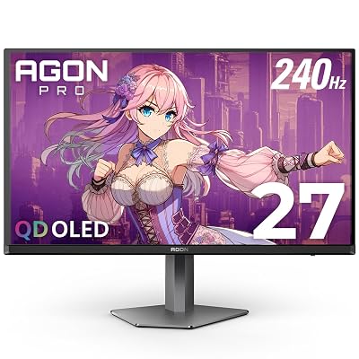 AOC Monitor para jogos de torneios Agon Pro AG276QZD2 de 27 polegadas OLED, 2560 x 1440, 240 Hz, 0,03 ms, G-Sync, compatível com PS5 e Xbox Switch, brilhante, preto