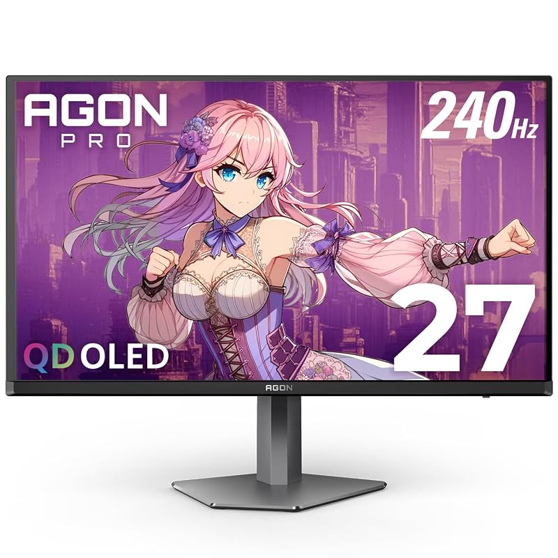 AOC Monitor para jogos de torneios Agon Pro AG276QZD2 de 27 polegadas OLED, 2560 x 1440, 240 Hz, 0,03 ms, G-Sync, compatível com PS5 e Xbox Switch, brilhante, preto