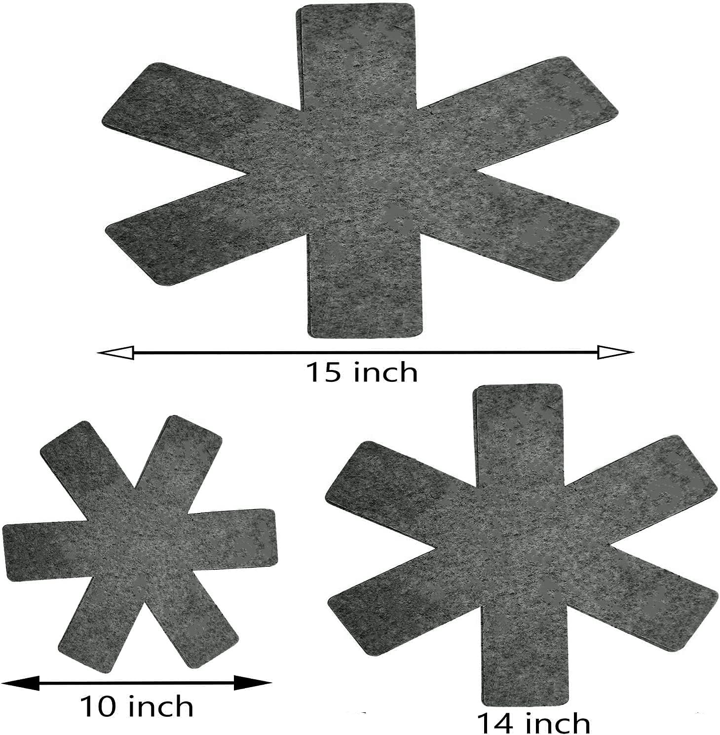 10"14"15" Inch Pot and Pan Protectors, Stacking Pans Protectors to Prevent Scratching, Anti Slip Pans Separator for Protect and Separating Dishes 12 Pcs Gray.