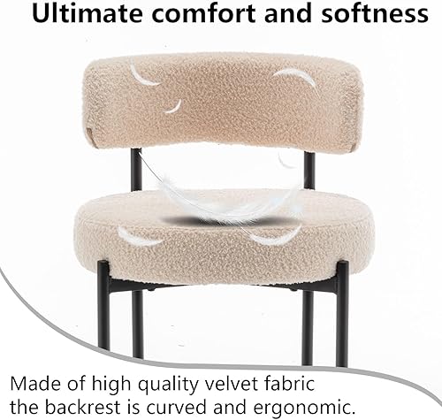 Vista 6 de Boucle - Juego de 2 taburetes de bar modernos de 24 pulgadas con respaldo, taburetes de bar tapizados para isla de cocina, bar, cafetería (beige)