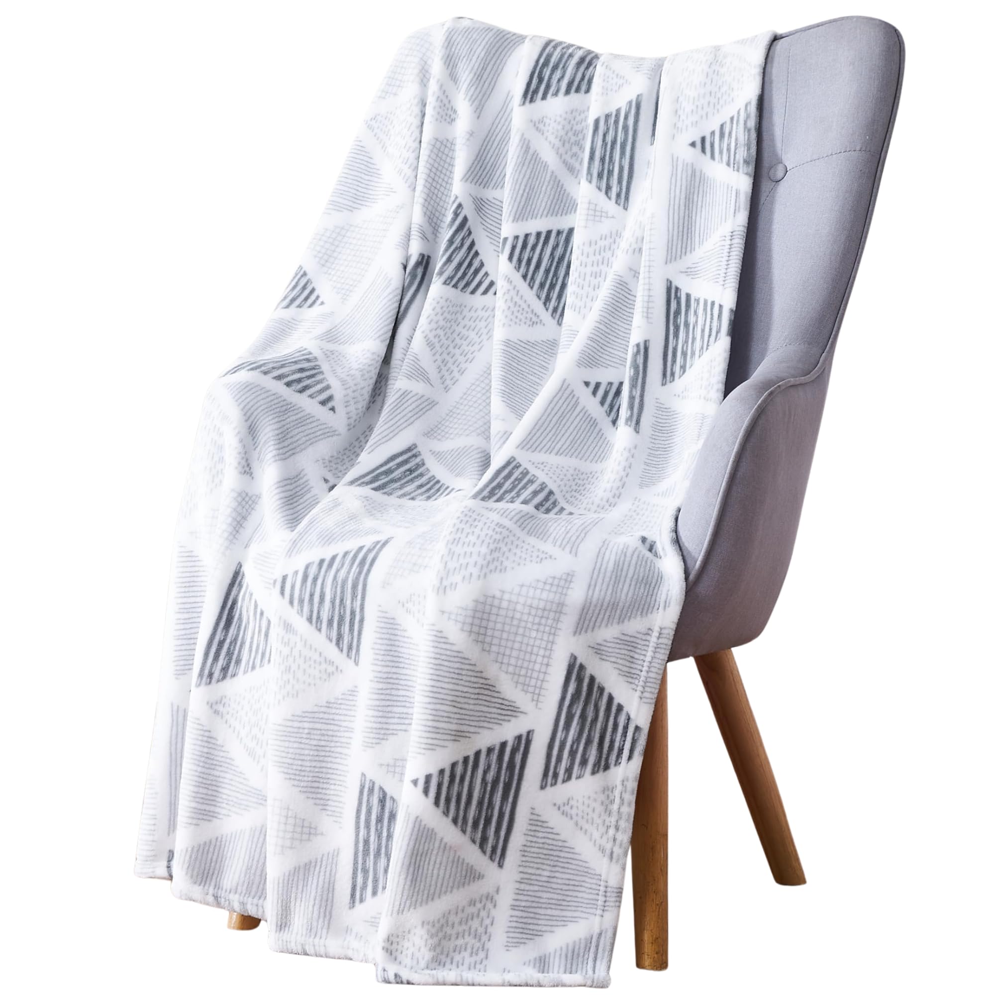 Serafina Home Throw Blanket: Velvety Soft, Durable Fleece Accent for Bed or Couch (Triangle Geo, 50 x 60 inches) — image 1