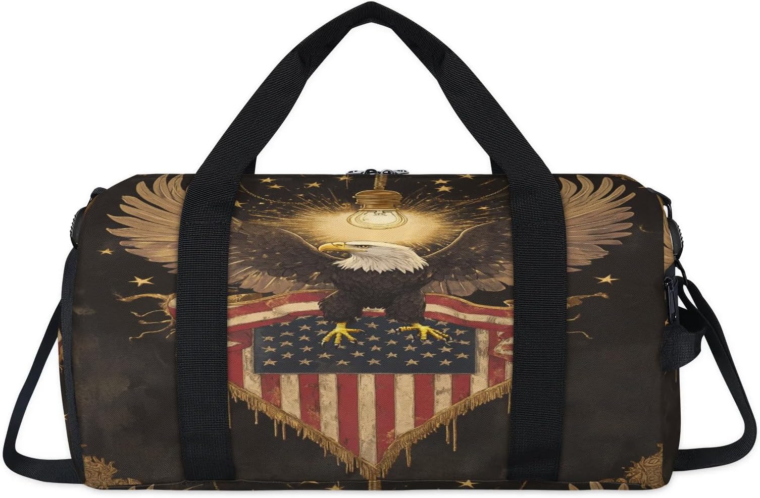 Eagle America Flag Vintage Sport Duffel Bag with Shoes Compartment Overnight Weekender Bags Travel Gym Luggage Organizer for Women Men Kids Girls Boys