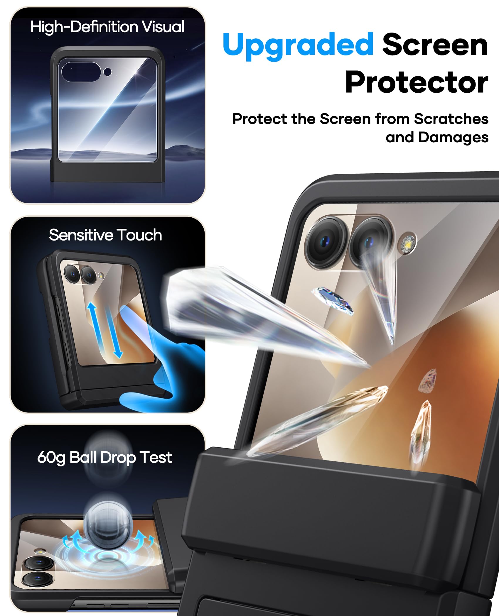 ASAFCASE Custodia a portafoglio per Motorola Razr 2026 con porta carte, protezione per cerniera, protezione esterna per schermo HD, resistente agli urti, robusta custodia protettiva rigida per