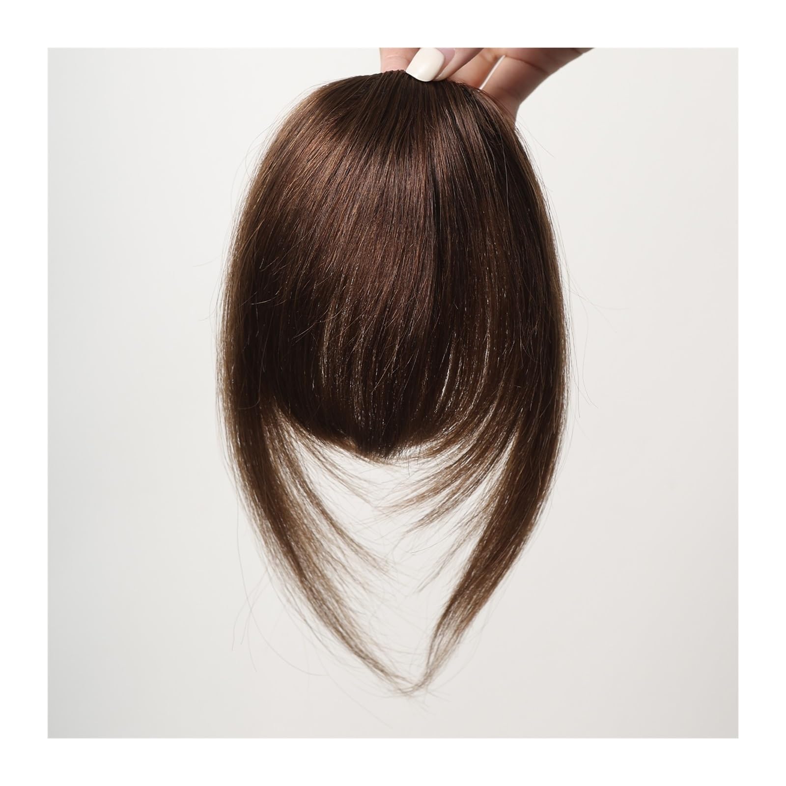 Pinza para el pelo con flequillo Flequillo con pinza for el cabello, flequillo 100% de cabello humano, flequillo francés marrón Natural con patillas, postizos gruesos falsos planos y limpios for mujer