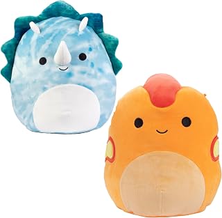 Squishmallows 10 Inch Dinosaur 2-Pack Plush Set - Official Jazwares Jurassic Soft Stuffed Animals - Ultra-Soft Squishy Dino Plush Toys for Kids - Birthday for Boys & Girls