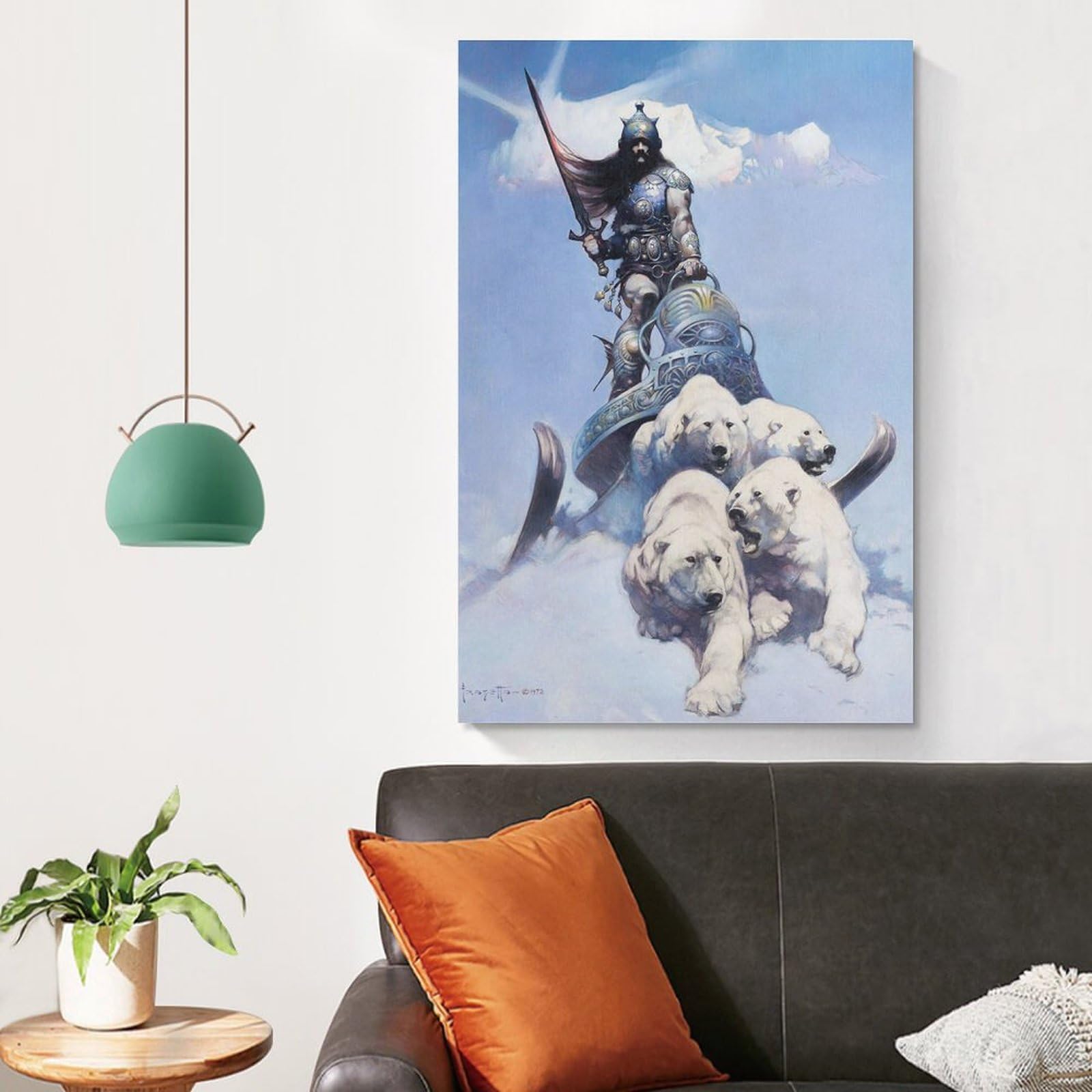 Frank Frazetta 'The Silver Warrior' Canvas Print - Wall Art Decor Picture 60x80cm No Frame - View #2