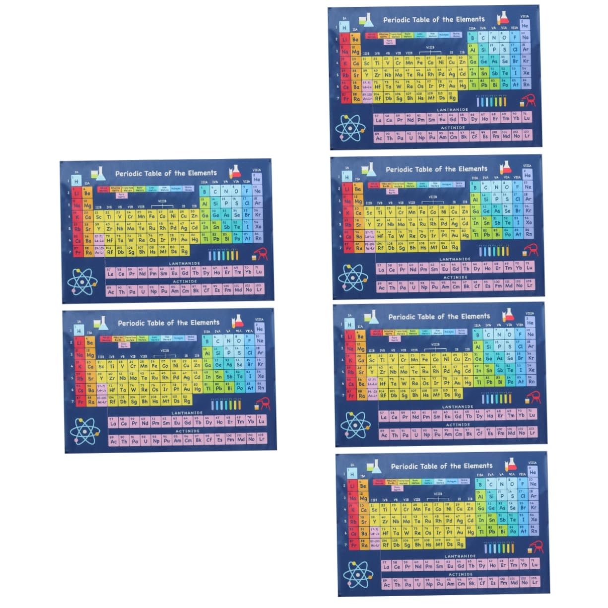 HOODANCOS 6piezas Póster Educativo Del Elemento Químico Para Niño Niña Tabla Periódica Decorativa Para Aprendizaje El Aula y Habitaciones Infantiles