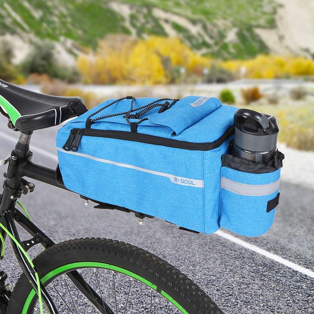 Lixada Bike Panniers Bike Trunk Bag Insulated Bag for Warm/Cool Items, Bicycle Rear Rack Storage Luggage Bicycle Seat Multifunctional Insulated Trunk Cooler Bag Shoulder Bag 11.4 6.3 6.7in (Blue) : Sports & Outdoors