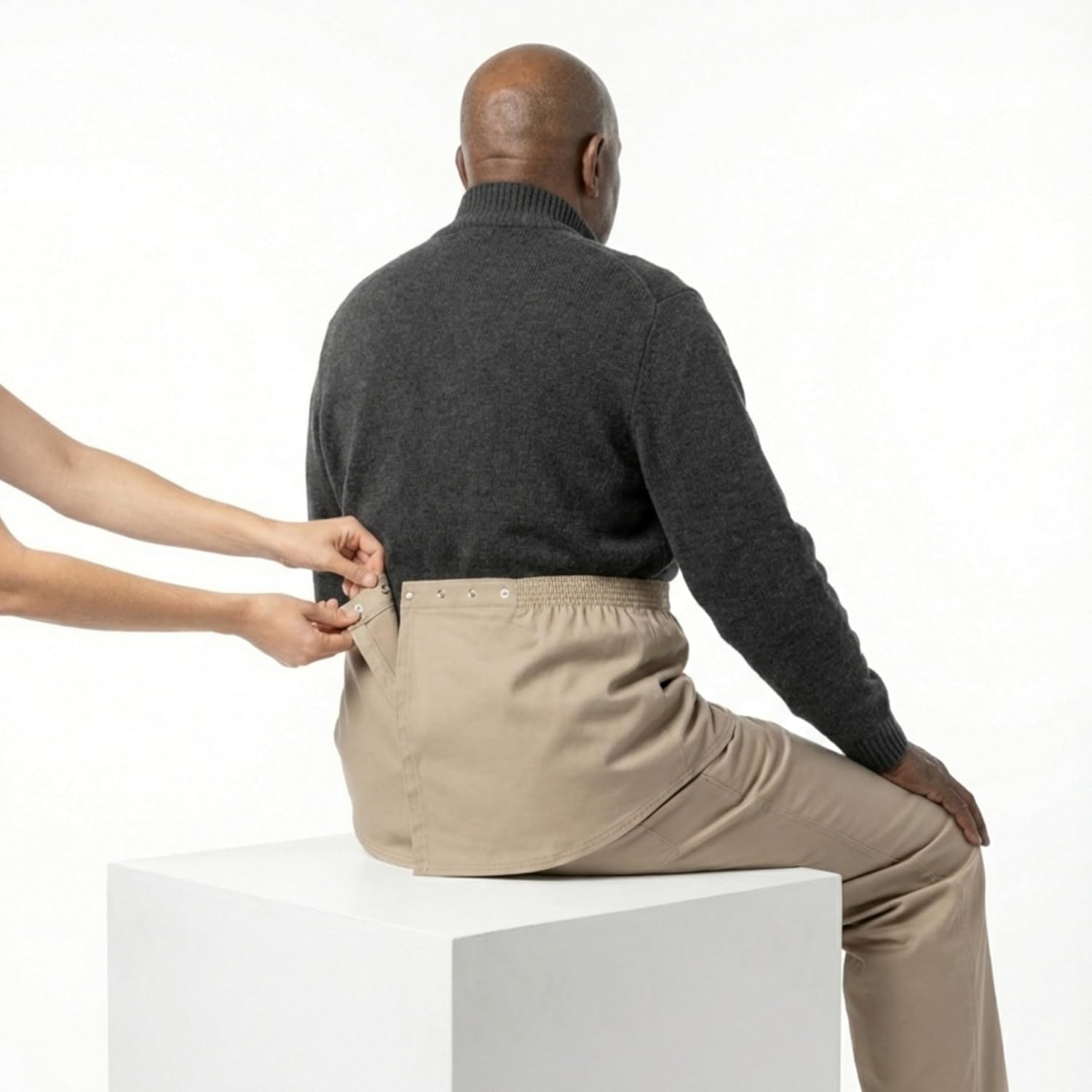 Silverts Men’s Adaptive Clothing Open Back Pants, Assisted Dressing Wheelchair Bottoms for Elderly, Nursing Home & Rehab