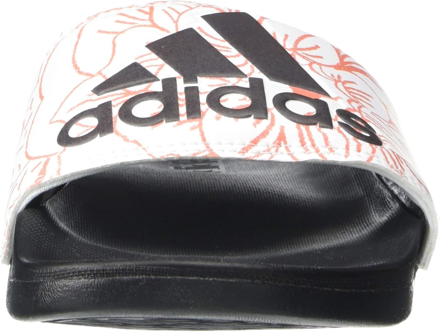 adidas Women's Adilette Comfort Slides, White/Core Black/Signal Coral, 11