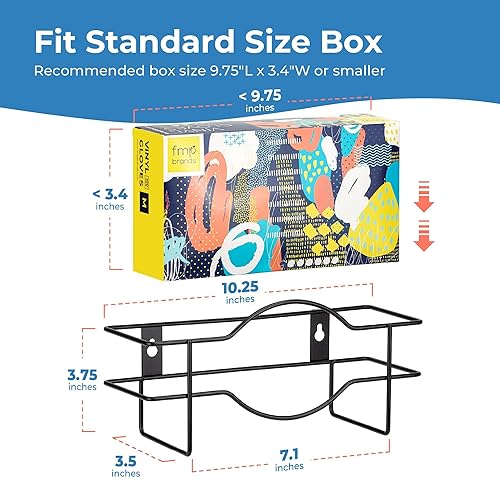 Vista 10 de FMP Brands Double Glove Holder for Wall Mount, Wire Rack Disposable Napkin Gloves Box Holder, Black Durable Metal Organizer Dispenser for Food