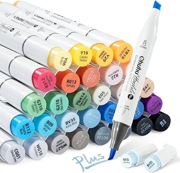 Ohuhu Alcohol Markers Supreme Brush& Chisel 36 Colors for Artists Drawing