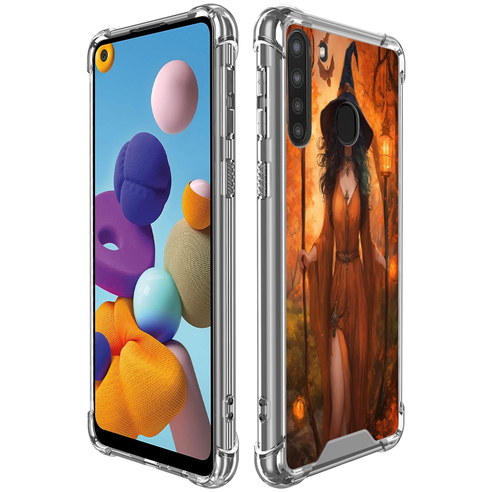 Shencang Blue Clear Case For Samsung Galaxy A21 With Designer