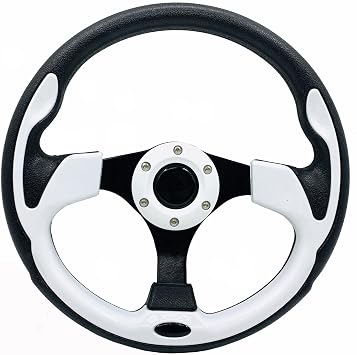 White Golf Cart Steering Wheel with Ergonomic Design Universal Fit Golf Cart Club Car DS and Precedent Yamaha EZGO Steering Wheel