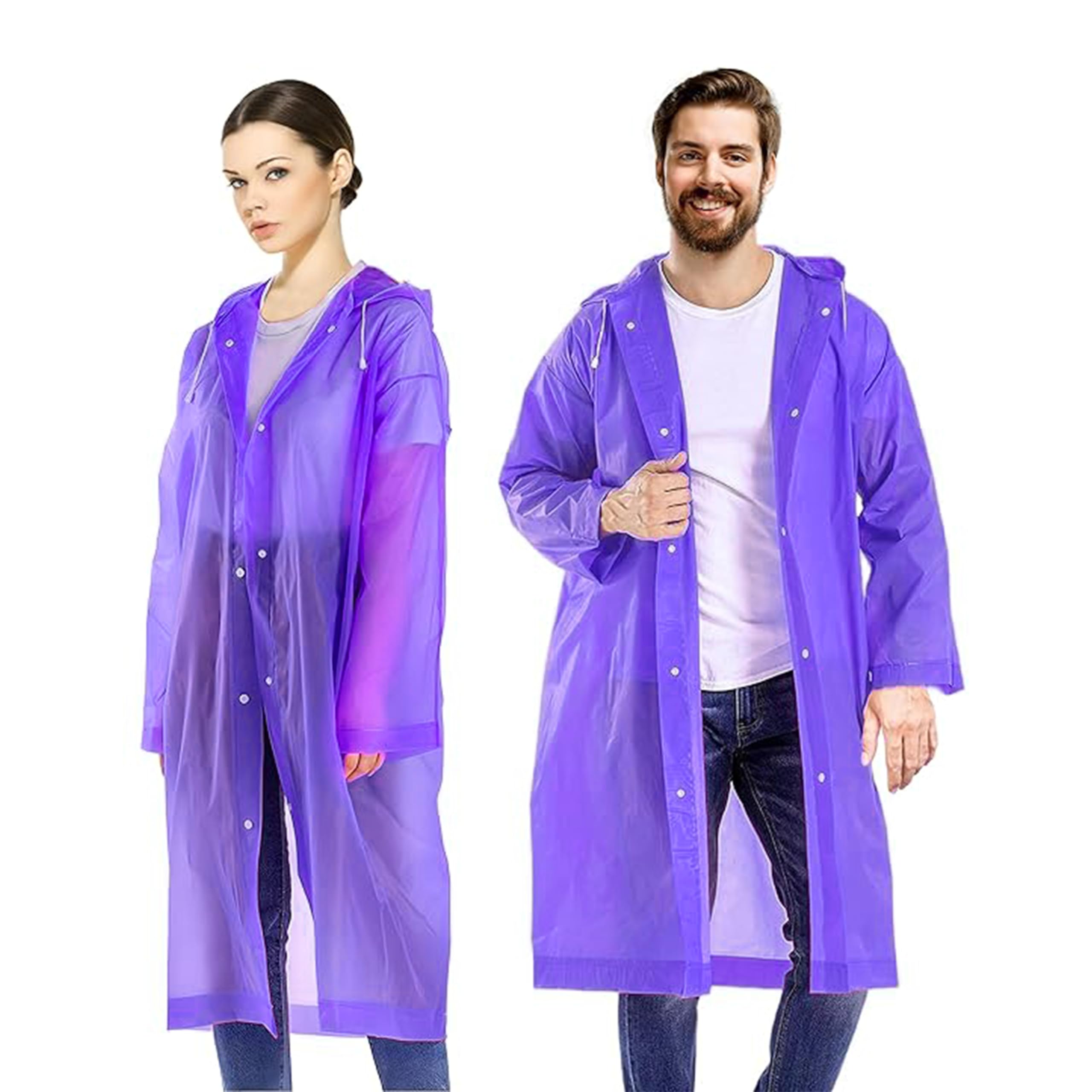 Robustt Unisex Raincoat With Hood - Purple (Pack of 1) | Waterproof Rain Poncho | EVA Material | Reusable | Lightweight | Universal Size | Raincoat for Men and Women