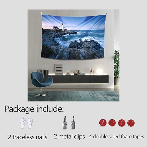 Miniatura 6 de Tucocoo Tapiz de faro, tapiz de paisaje marino para dormitorio, estético Portland, faros, paisajes, paisajes, lugares emblemáticos, tapices de pared