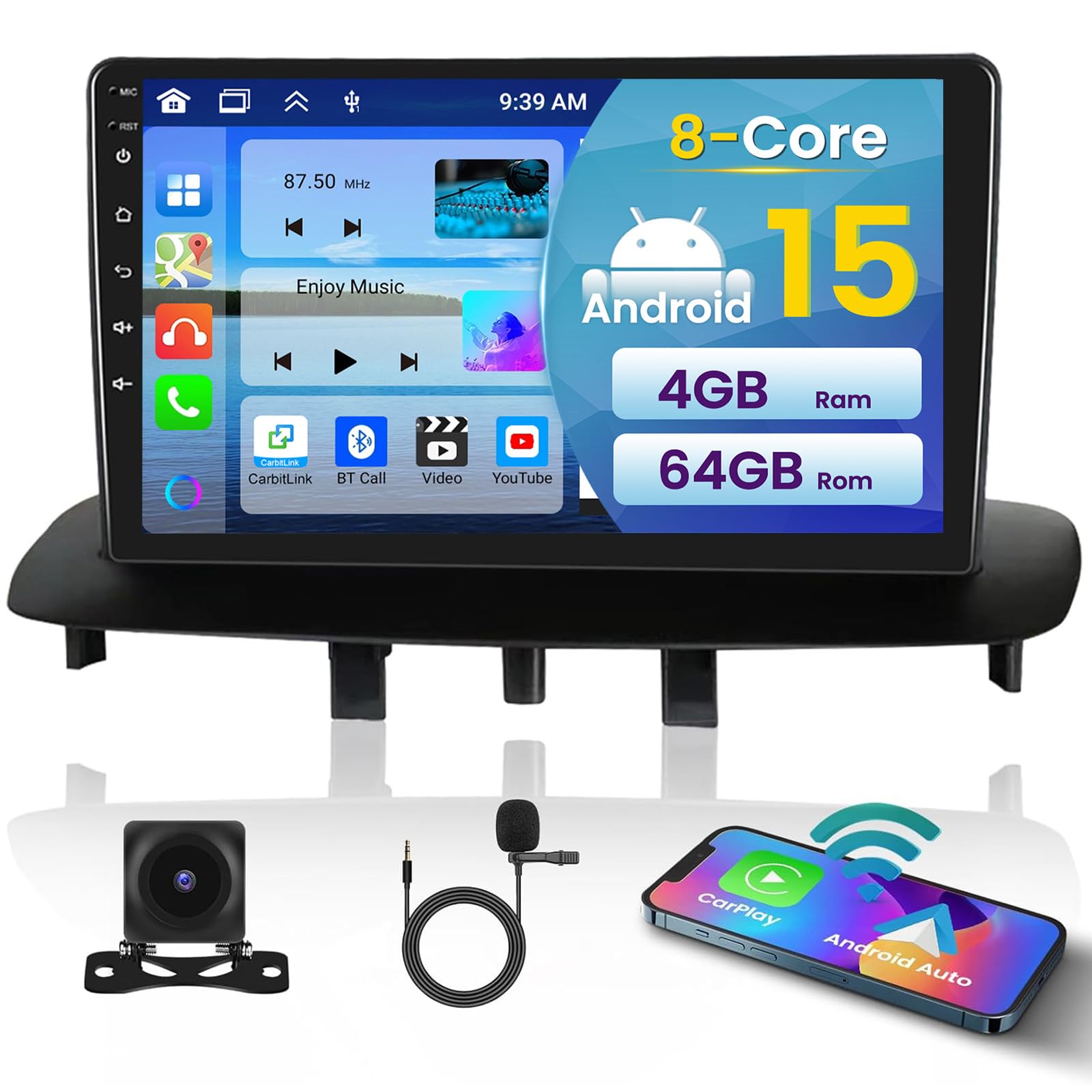 Autoradio 2 DIN Android 14 Per Renault Megane 3 (2009-2014) - 9 Pollici Con Carplay Wireless, DSP E DAB+ - 3