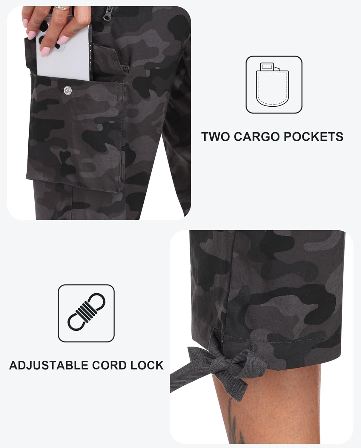 MoFiz Women's Cargo Capris Pants Loose Fit Casual Hiking Pants Lightweight Quick Dry Travel Summer Pants for Women - Image 4