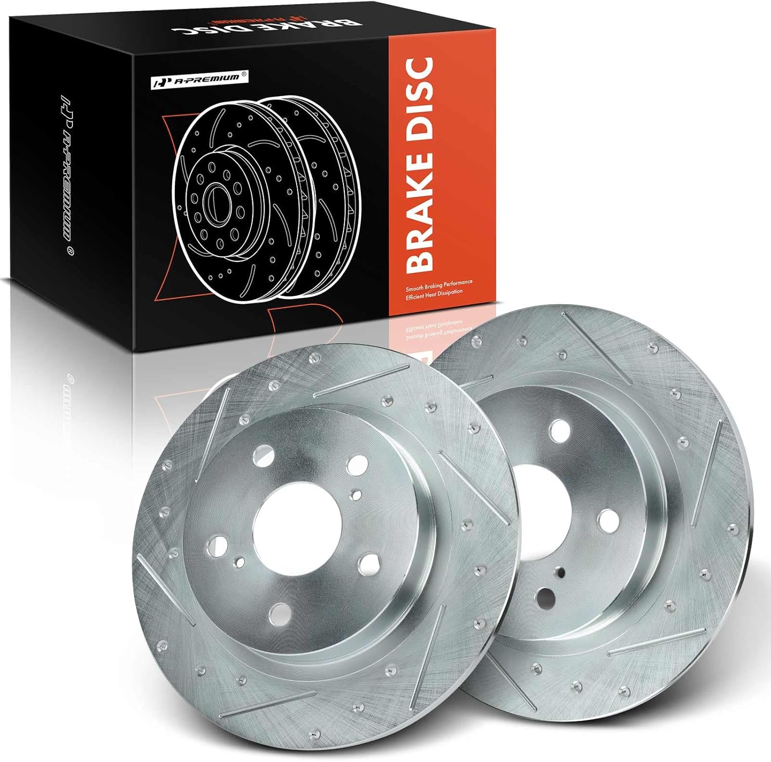 A-Premium 10.98 inch (279.00mm) Rear Drilled and Slotted Disc Brake Rotors Compatible with Scion Models - tC 2011 2012 2013 2014 2015 2016, 2-PC Set
