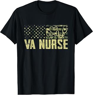 VA Nurse Camouflage USA Flag Patriotic Nurse Week Women Men T-Shirt