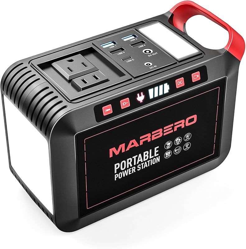 200W Portable Power Station 148Wh Camping Solar Generator Laptop Power Bank with AC Outlet 110V, DC, USB QC3.0, LED Flashlights for CPAP Home Outdoor Trip Emergency Backup | Power Bank with AC Outlet 110V Solar Generator with 8 Output Ports for Camping Home Backup Outdoor Emergency Hunting Fishing