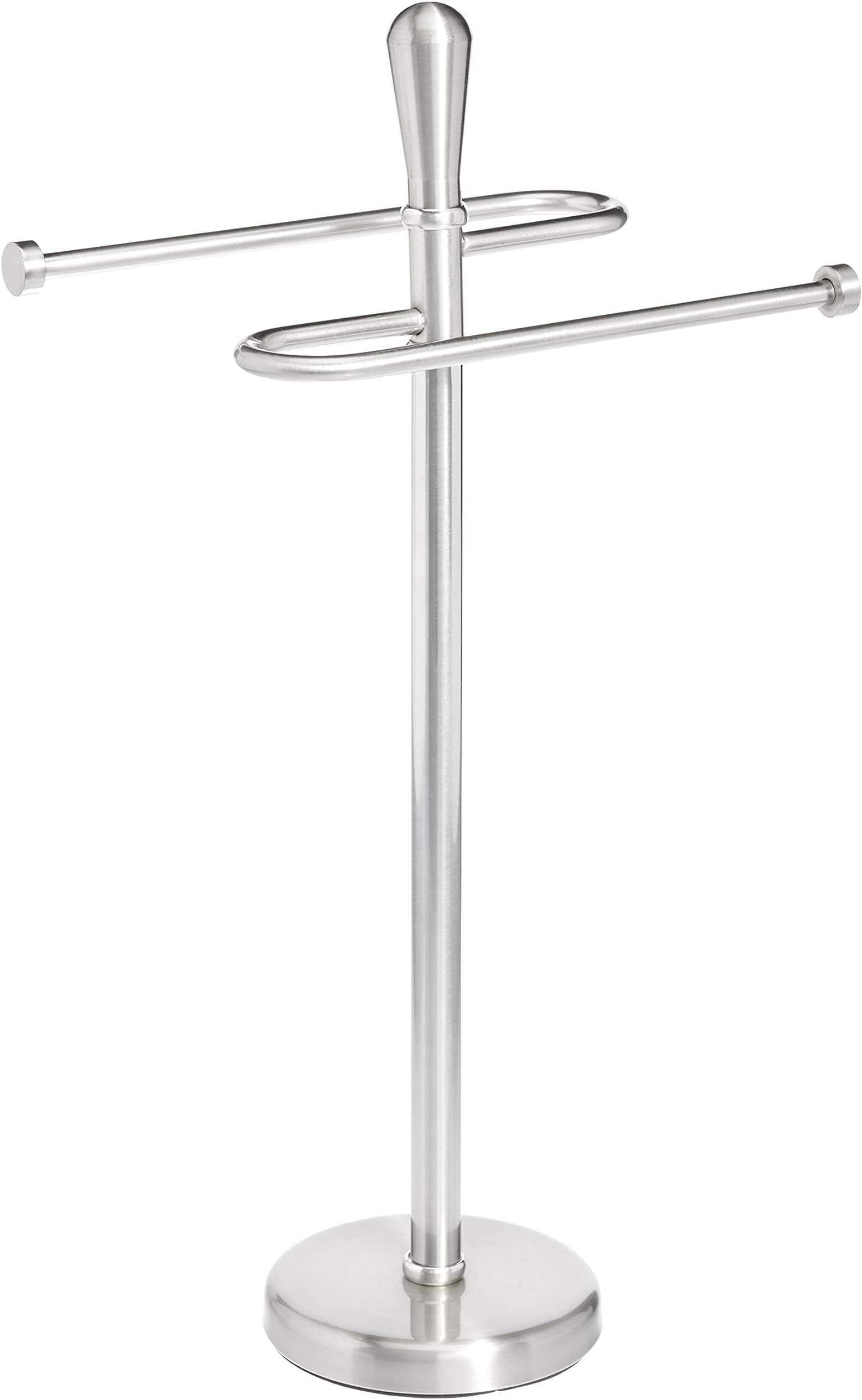 Amazon Basics Bathroom Accessory Collection Round Top Towel Holder, Brushed Steel