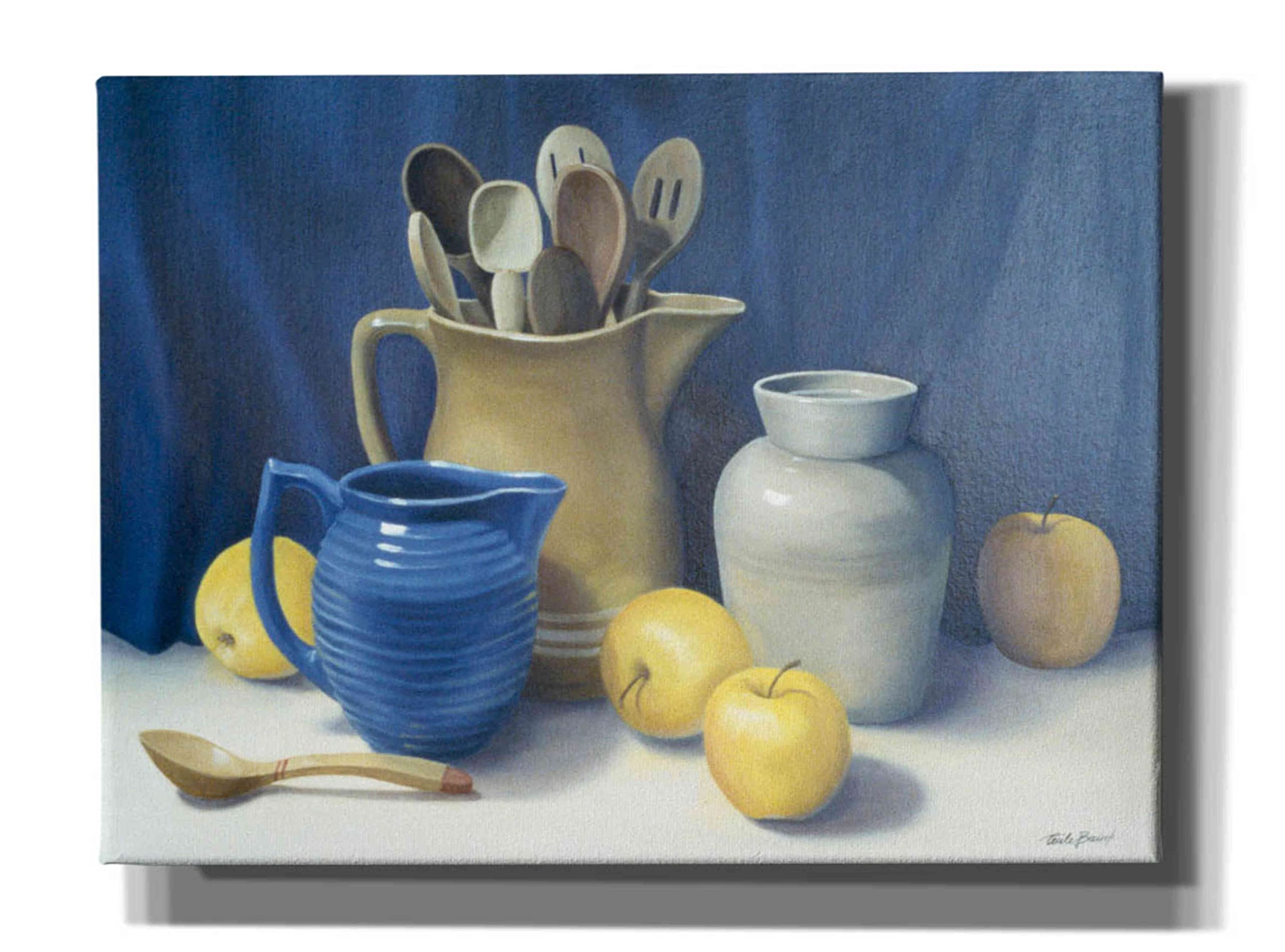 Epic Graffiti 'Blue Pitcher' by Cecile Baird, Canvas Wall Art, 54"x40"