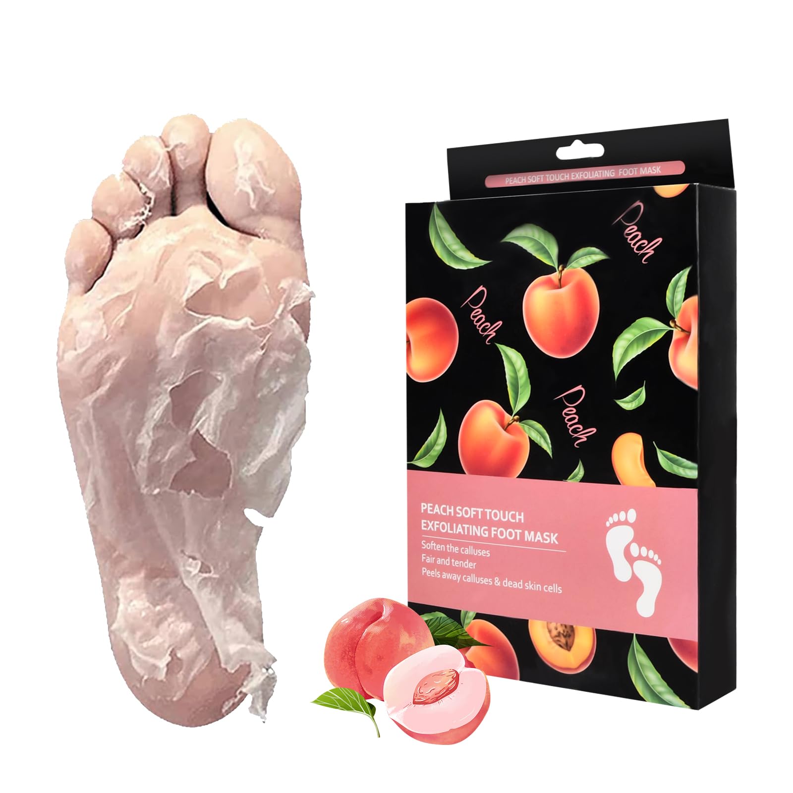 Maschera per i piedi Confezione da 2 calzini per calli, calzini per rimozione calli pesca, ripara i talloni e rimuove i calli dei piedi secchi e morti Maschera per i piedi Maschera peeling