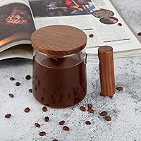 Vista 5 de COMI Tazas de café de cristal, tazas de café transparentes con tapa y asa de nogal, taza de boca ancha extra grande, perfectas para latte, moca