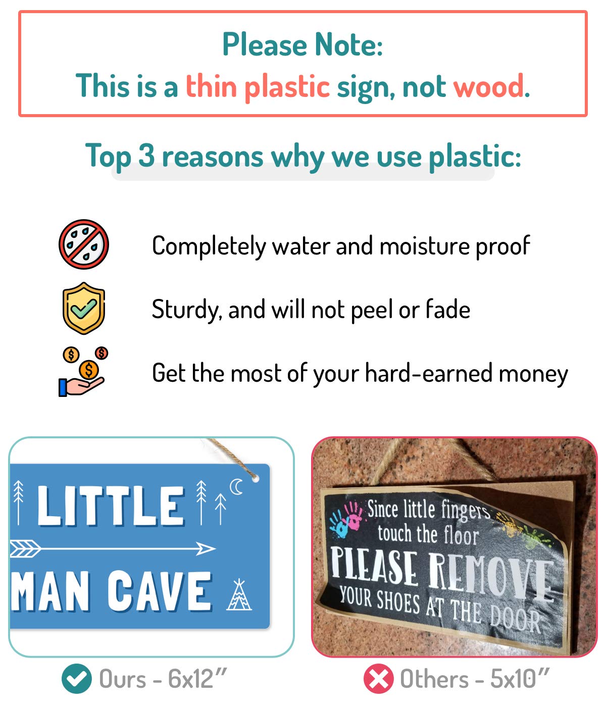 Little Man Cave, Toddler Boy Room Decor, 12″x6″ PVC Plastic Decoration Hanging Sign, High Precision Printing, Water proof, Kids Room Signs For Door, Boy Decor For Bedroom, Boys Only Sign For Room Boys : Baby