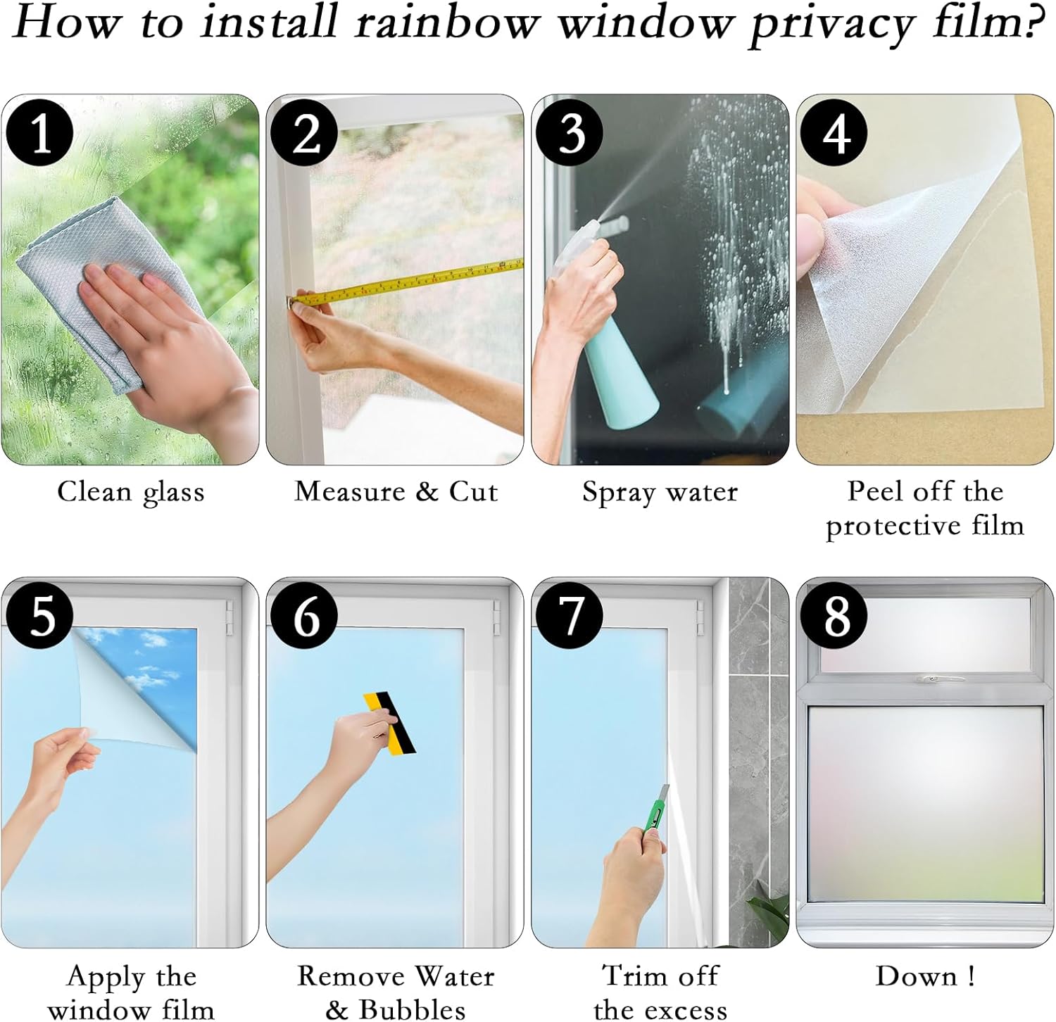 Window Privacy Film, Frosted Glass Static Cling Non-Adhesive Window Cover For Bathroom UV Sunlight Blocking Heat Control For Home Decorative Frosting Pure Matte White Size 23.6 x 157.4 Inches