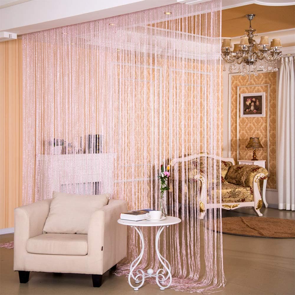 Decorative Door String Curtains Wall Panel Tassels Blinds Room Divider for Wedding Party Restaurant Home (Pink, 39.4" x78.7")