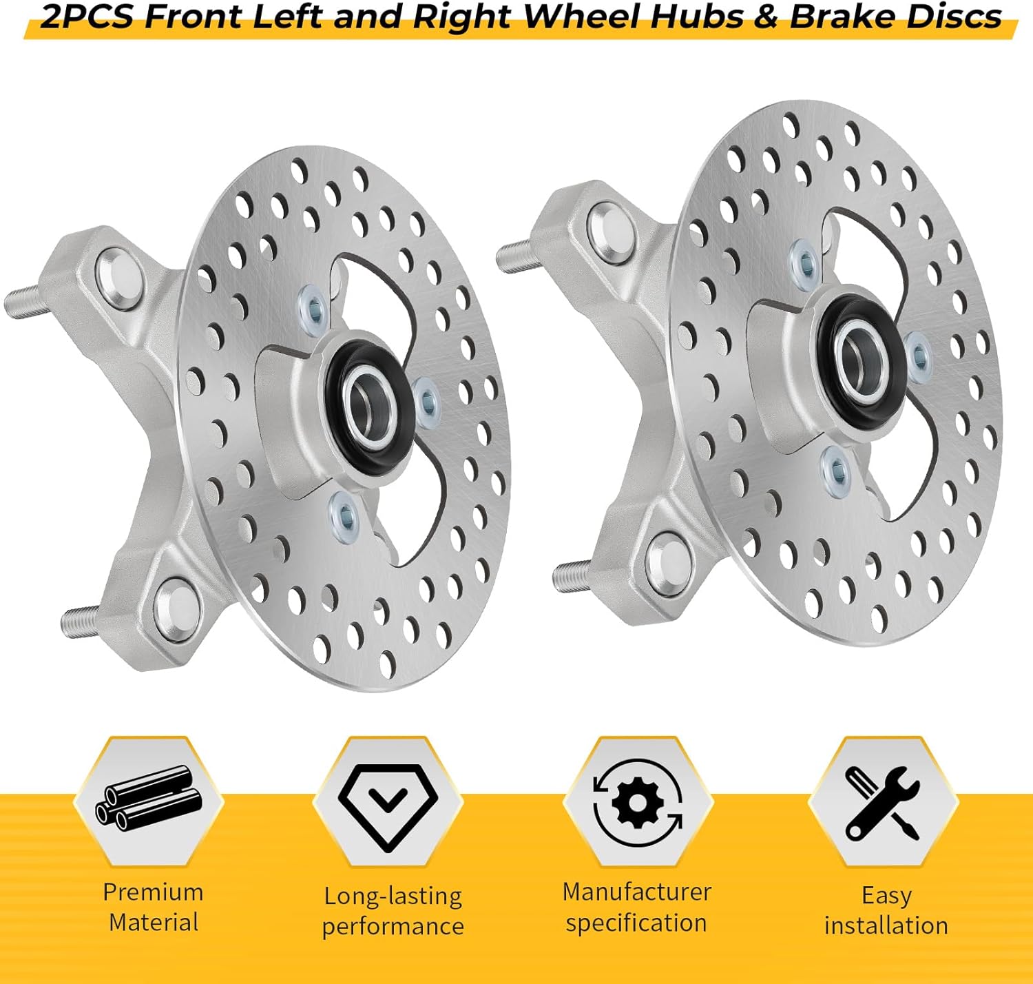 M MATI Front Left and Right Wheel Hubs & Brake Discs for Honda TRX250X TRX400X 2009-2014 Sportrax TRX250EX TRX400EX 2001-2008 44615-HN6-A20 45251-HN1-003