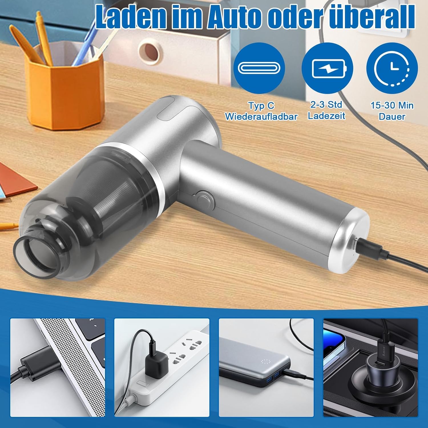 Kabelloser Auto Staubsauger 12000Pa - Akku-Staubsauger Mit Gebläse-Funktion