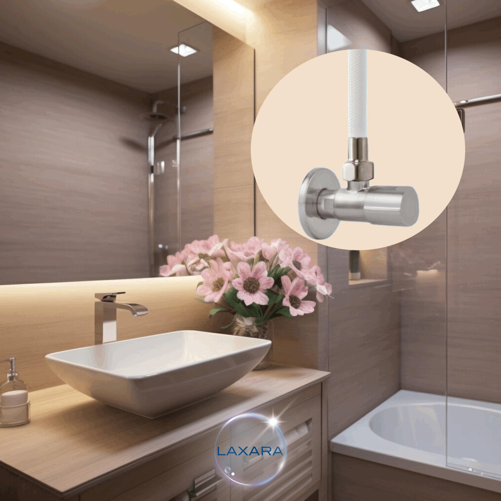 Premium Anschluss-Set Weiß Chrom – Eckventil 1/2" x 3/8", Flexschlauch 3/8" x M10, + Teflonband | DVGW-geprüft, für Küche, Bad & Trinkwasser | Für Wasserhahn, Küchenarmatur und Bidet | 40 cm