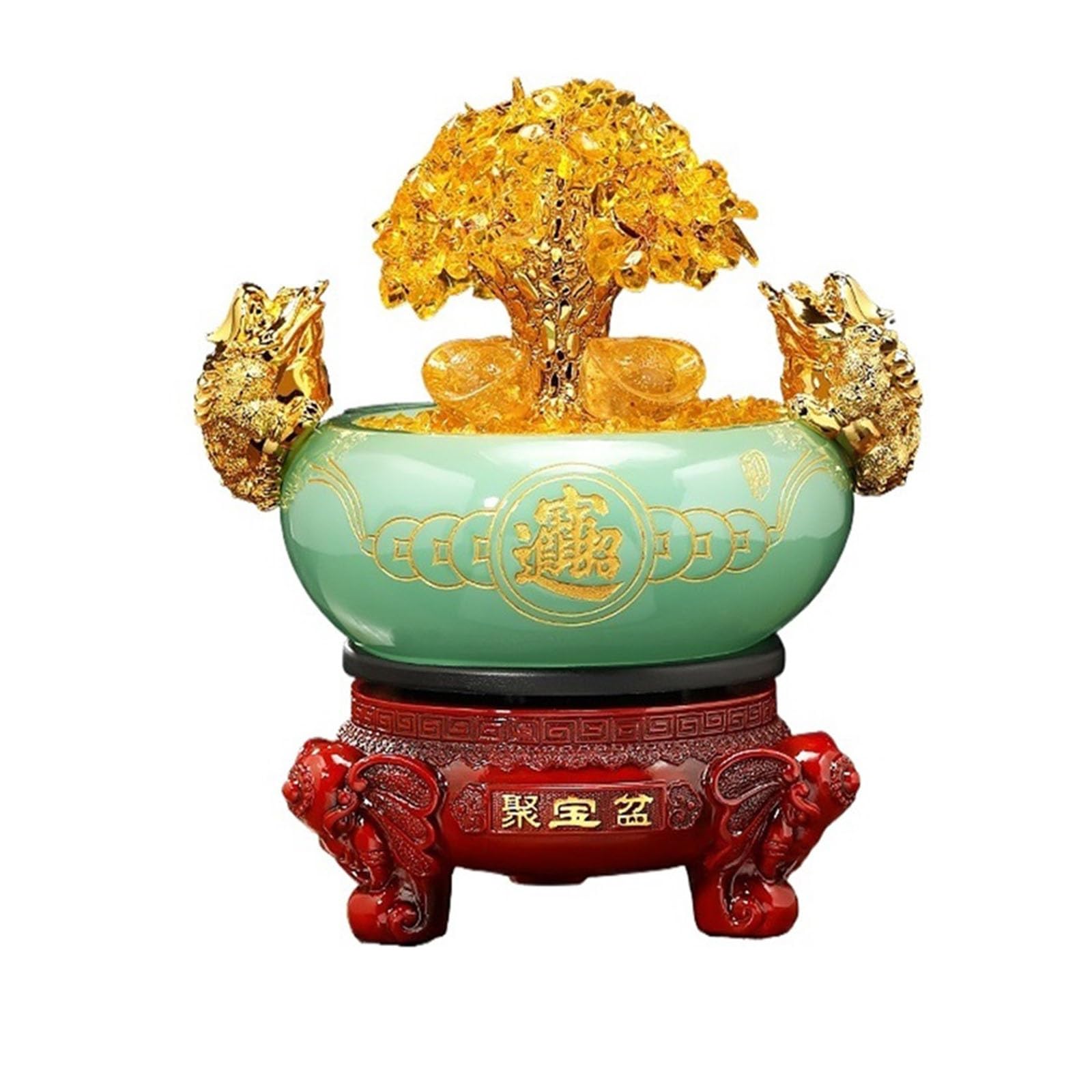 Gemstone Tree Treasure Pot Crystal Tree Ornament - Auspicious Feng Shui Decor for Wealth Accumulation, Citrine Gemstone Sculpture for Prosperity and Good Fortune Crystal Decor(Blue)