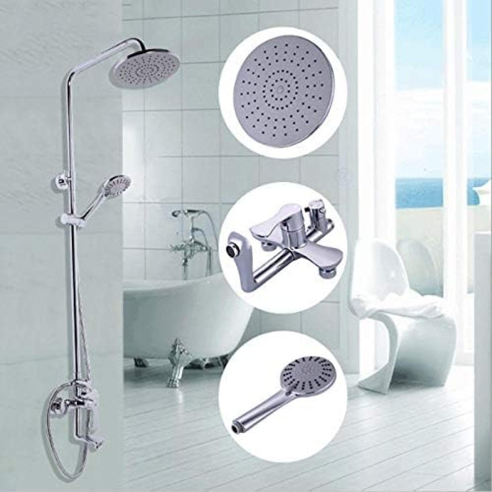 Robinets de douche à effet pluie avec mitigeur mural et pommeau encastrable