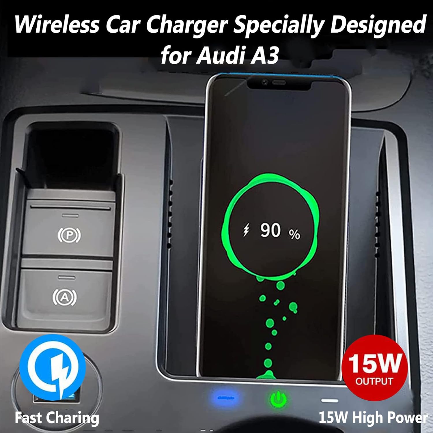 inbekea 2022 new wireless car chargerfor a udi a3 2021 202215w fast wireless phone charging padcenter console wireless chargerforand any qi enabl