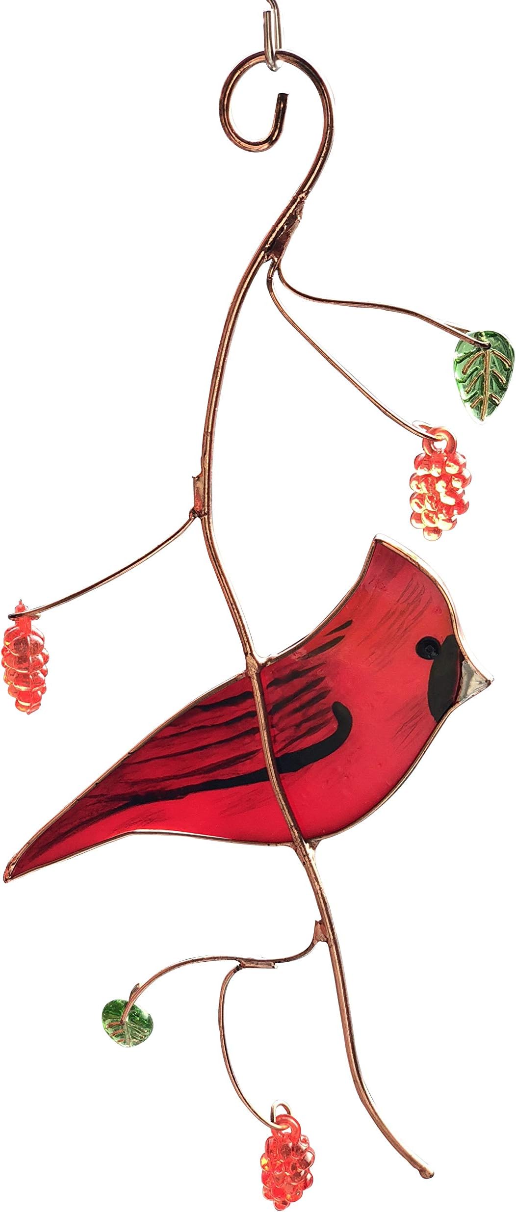 Lolitarcrafts Cute Cardinal stained glass sun catcher for Window hanging