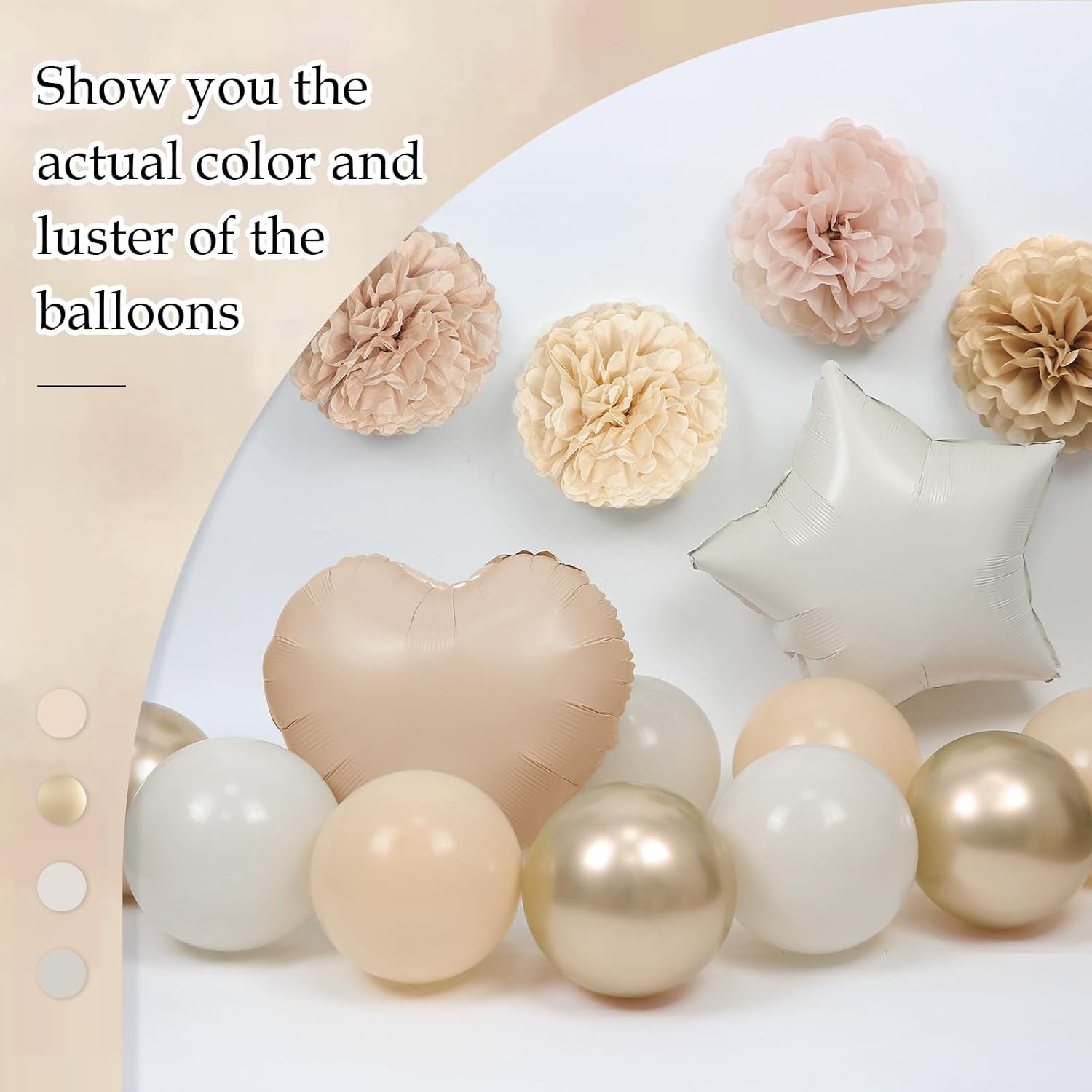 Boho Birthday Decorations for Women with Dusty Light Pink Brown Beige Paper Pompoms Sand White Nude Metallic Gold Balloons Brown Banner Fringe Curtain for Neutral Birthday Decorations - Image 4