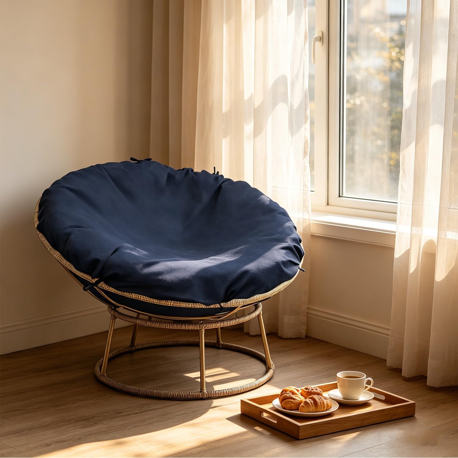 Housse de Coussin Papasan Housse de Coussin de Chaise Papasan résistante à l'eau faciles à Nettoyer pour intérieur et extérieur Tissu Oxford 210D avec Fermeture(Dark Gray,130cm/51.2in)