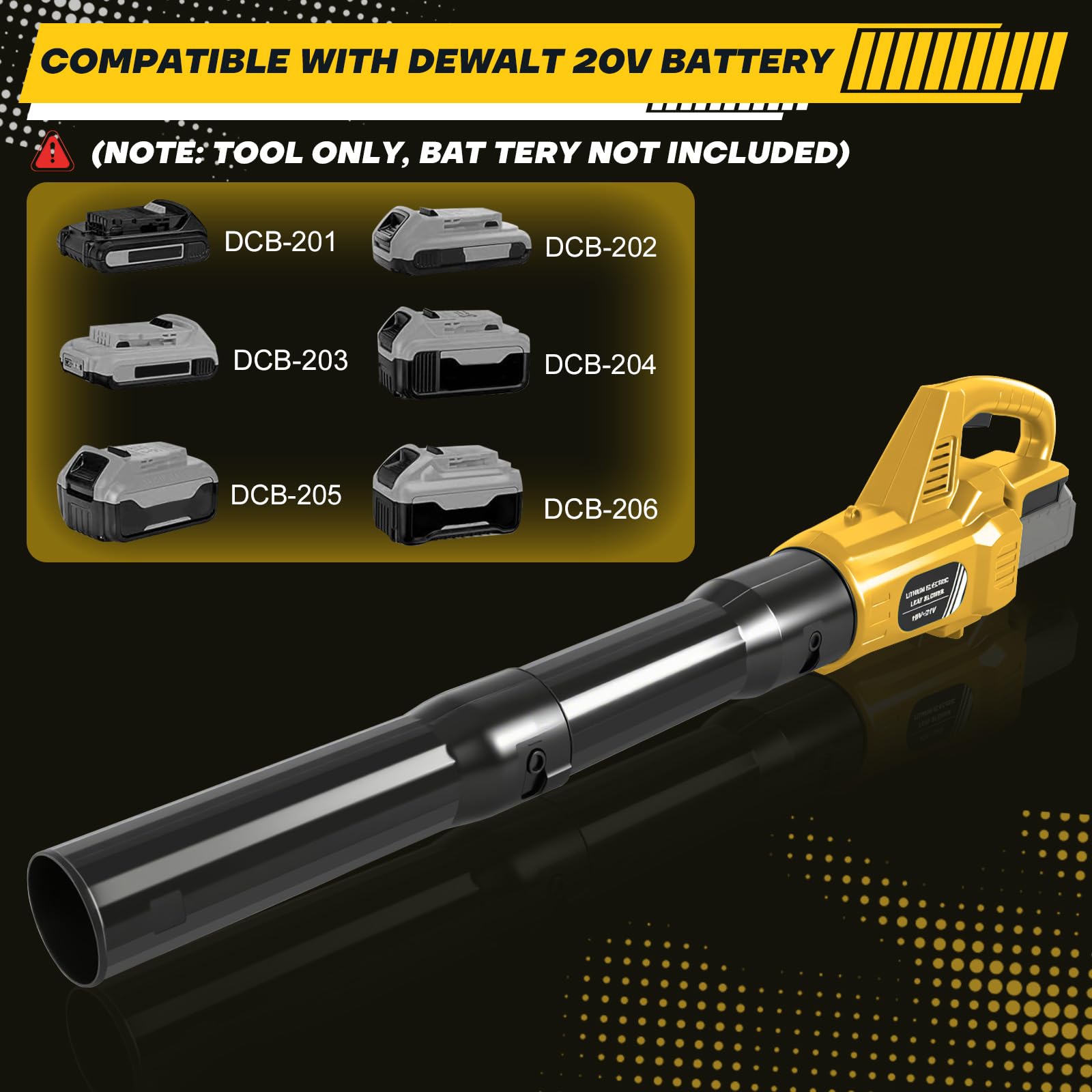 Akumulatorowa dmuchawa do liści kompatybilna z akumulatorem Dewalt 20 V, elektryczna dmuchawa ogrodowa z Turbo-Boost, prędkość powietrza 33 m/s do czyszczenia ogrodu, pielęgnacji trawnika i