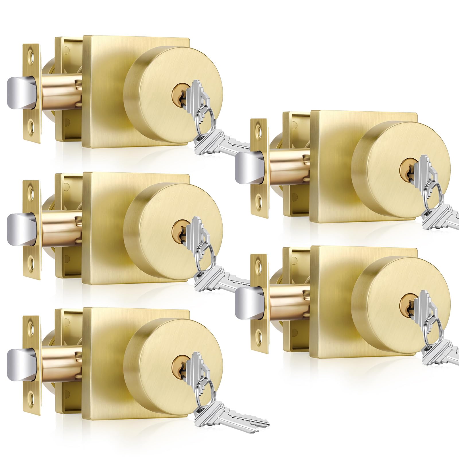 Brushed Gold Door Knobs - 6 Pack Privacy Knobs -25 Brushed Gold Door Knobs - 6 Pack Privacy Knobs -25