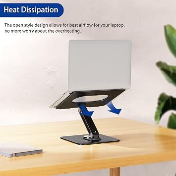BESIGN LSX7 Laptop Stand with 360 Rotating Base, Ergonomic Adjustable Notebook Riser, Foldable Computer Holder Compatible with 10-15.6 Laptops (Black)